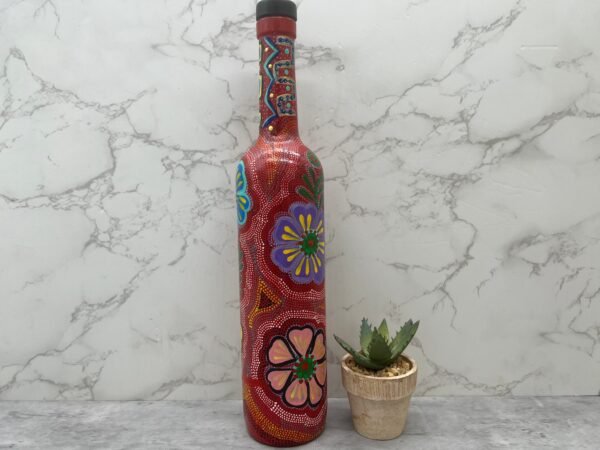 Flower Bottle Alebrije technique, Glass Mexican Decor Bottle, Tequila or Mezcal empty bottle Hand ASK FOR CUSTOMIZE - Image 2