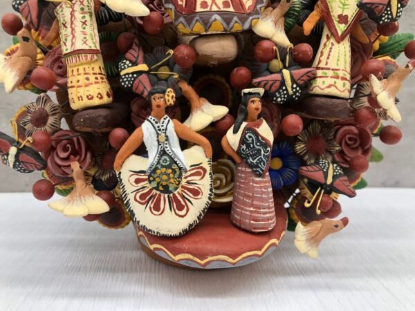 Mexican Folklore Mariachi Candle Holder, Tree of life, Candelabra, Arbol de la vida, Mexican Pottery, Mexican Candelabra 9” High - Image 2