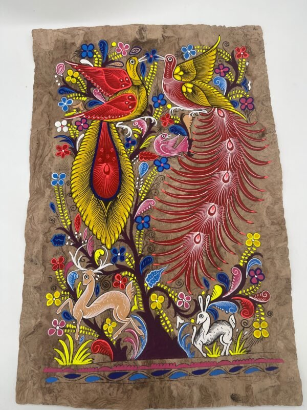 Bird painting painted on amate paper, original amate paintings in Mexican art, acrylic painting / Mexican painting - Image 2