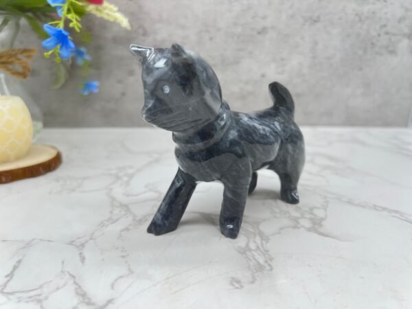 Marble Cat statue, Cat figurine, Stone cat sculpture, Cat carving, Gray  cat figurine, Carved stone animal - Image 2
