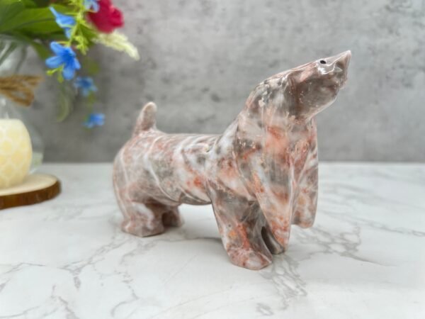 Dog sculpture, Stone Puppy, Marble  Animal, Natural Genuine Rock  And Hand Carved. Home Decor - Image 2