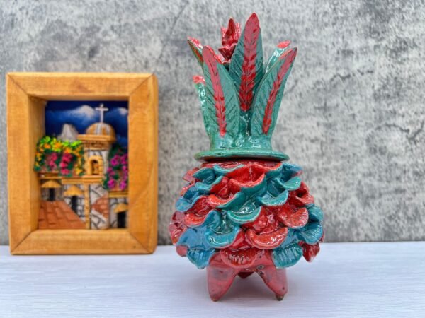 Mexican pottery, Pineapple decor, Mexican decoration, Pineapple sculpture, Glazed clay pineapple, Pottery from Michoacan - Image 2