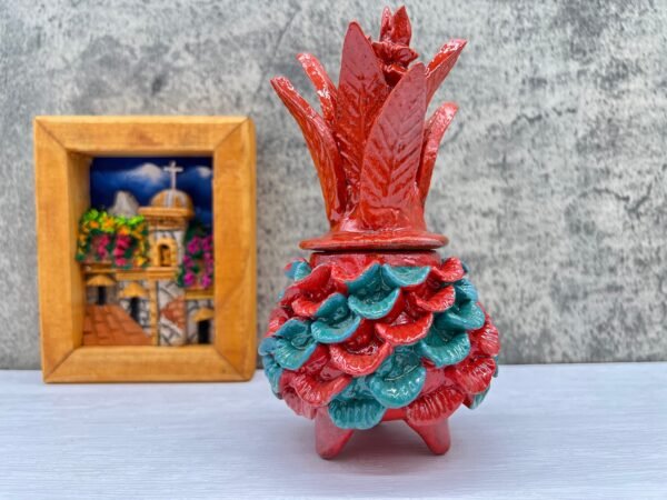Mexican pottery, Pineapple decor, Mexican decoration, Pineapple sculpture, Glazed clay pineapple, Pottery from Michoacan - Image 2