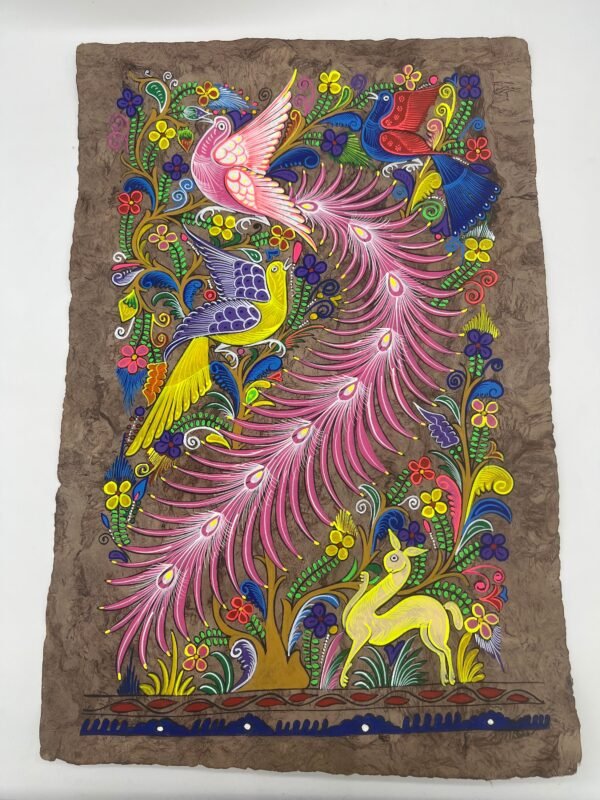 Bird painting painted on amate paper, original amate paintings in Mexican art, acrylic painting / Mexican painting - Image 2