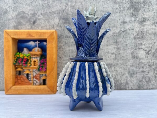 Mexican pottery, Pineapple decor, Mexican decoration, Pineapple sculpture, Glazed clay pineapple, Pottery from Michoacan - Image 2