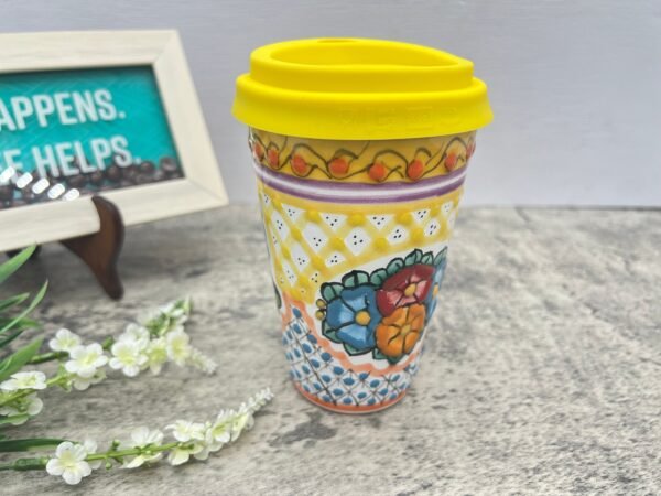 Cappuccino Skull Cup, Frida Mexican Coffee Mug, Puebla Talavera Pottery, Ceramic Thermos, Handmade Lead-Free Includes Lid, Custom Available - Image 2