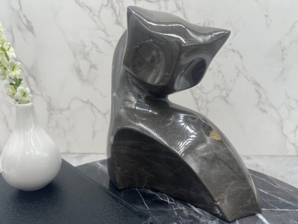 Extra Big Cat Statue Minimalist, Cat Figurine, Stone Cat Sculpture, Kittie Carving, Gray Cat Figurine, Carved Stone Animal - Image 2