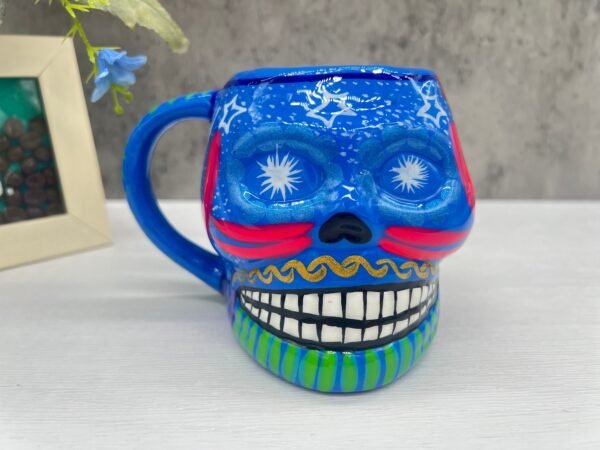Cappuccino Skull Coffee Cup Made Of Clay Handmade And Handmade Painted Lead Free Guerrero Pottery, Coffee Cup Unique Designs For Expresso - Image 2