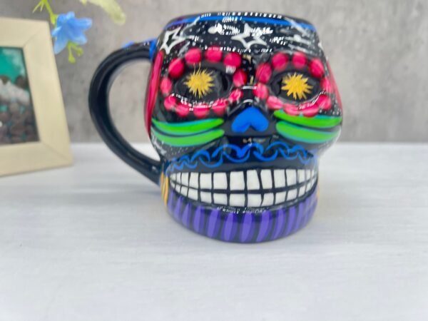 Cappuccino Skull Coffee Cup Made Of Clay Handmade And Handmade Painted Lead Free Guerrero Pottery, Coffee Cup Unique Designs For Expresso - Image 2