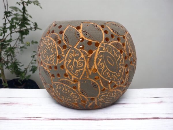 Oaxaca Vase White And Brown Clay Handcrafted Plant Pot, Pottery Luminary, White Clay Vase, Mexican Vase, Oaxaca Pottery For Home Decor