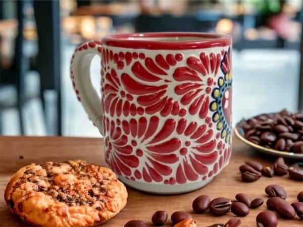 Cappuccino Heart Cup, Mexican Coffee Accessory, Puebla Talavera Pottery, Ceramic Cup, Handmade Lead-Free, 450ml Custom Available - Image 2