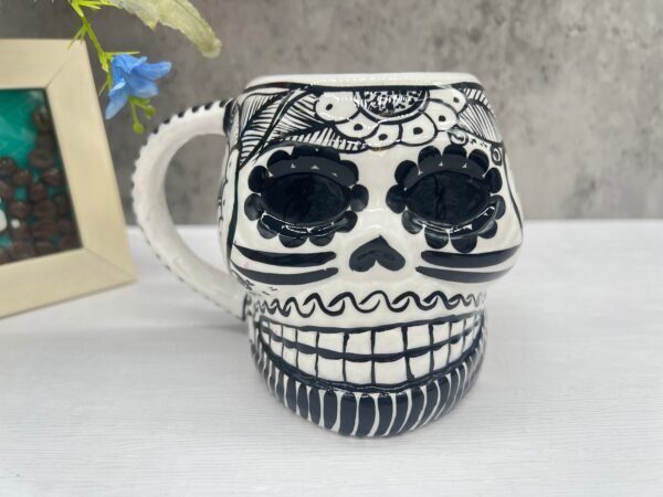 Cappuccino Skull Coffee Cup Made Of Clay Handmade And Handmade Painted Lead Free Guerrero Pottery, Coffee Cup Unique Designs For Expresso - Image 2