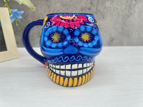 Cappuccino Skull Coffee Cup Made Of Clay Handmade And Handmade Painted Lead Free Guerrero Pottery, Coffee Cup Unique Designs For Expresso - Image 2