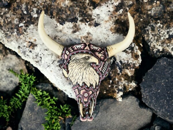 Bull Sculpture Huichol Statue Of Mexican Folk Art, Bighorn Sheep Wixarika As A Mexican Decorative Figure, Made Of Resin And Beads