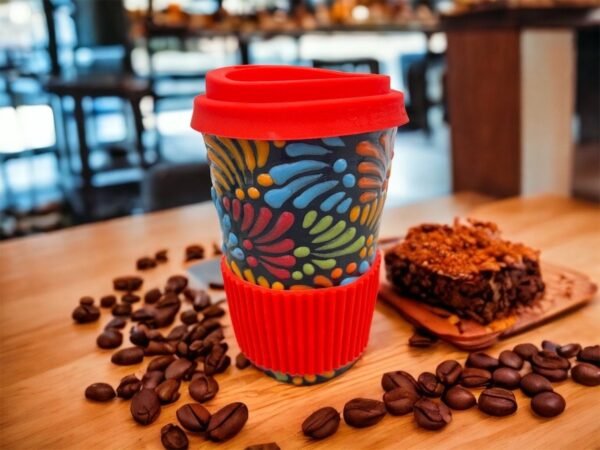 Cappuccino Cup, Mexican Coffee Mug, Puebla Talavera Pottery, Ceramic Thermos, Handmade Lead-Free Includes Lid, Custom Available