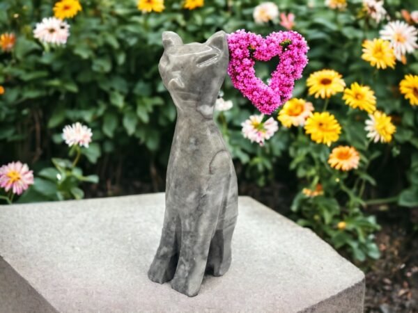 Cat statue, Cat figurine, Stone cat sculpture, Cat carving, White cat figurine, Carved stone animal