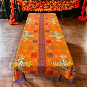 Día de los Muertos Table Cover Sugar Skull Design, Festive Mexican Decor Altar Cloth, Halloween Tablecloth, Day of the Dead Decorations