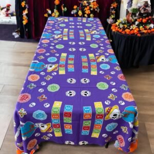 Día de los Muertos Table Cover Sugar Skull Design, Festive Mexican Decor Altar Cloth, Halloween Tablecloth, Day of the Dead Decorations