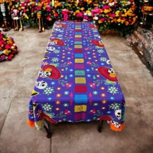 Día de los Muertos Table Cover Sugar Skull Design, Festive Mexican Decor Altar Cloth, Halloween Tablecloth, Day of the Dead Decorations