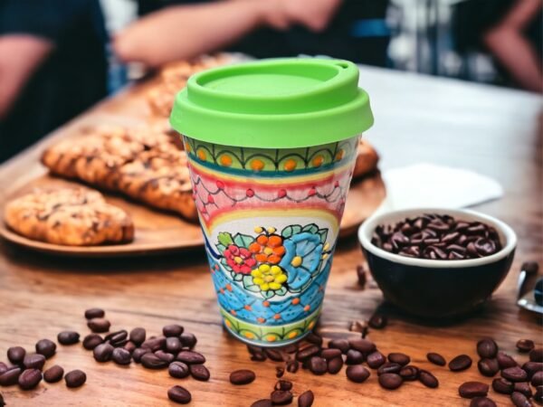 Cappuccino Cup, Dia De Los Muertos Mexican Coffee Mug, Puebla Talavera Pottery, Ceramic Thermos,  Lead-Free  Custom Available - Image 2