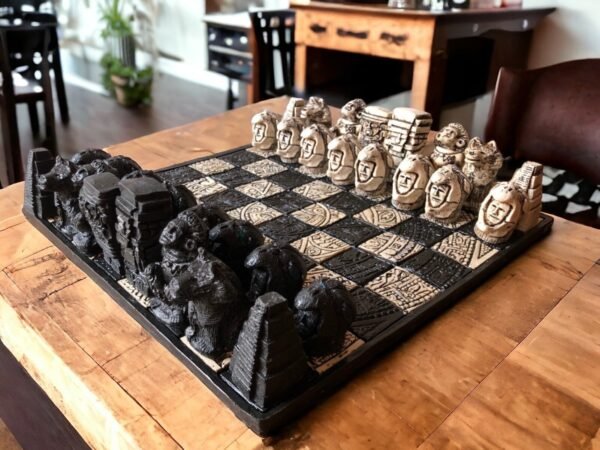 Chess set 12.59” x 12.59”, Resin Chess set in black and white, Chess set handmade, Soviet chess set, Mexican chess