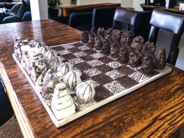 Chess set 12.59” x 12.59”, Resin Chess set in brown and white, Chess set handmade, Soviet chess set, Mexican chess