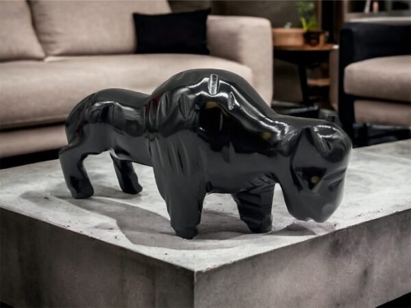 Bison art, Buffalo figur, Buffalo figure, Marble decor, Buffalo statue, Carved stone animal, Bison decor