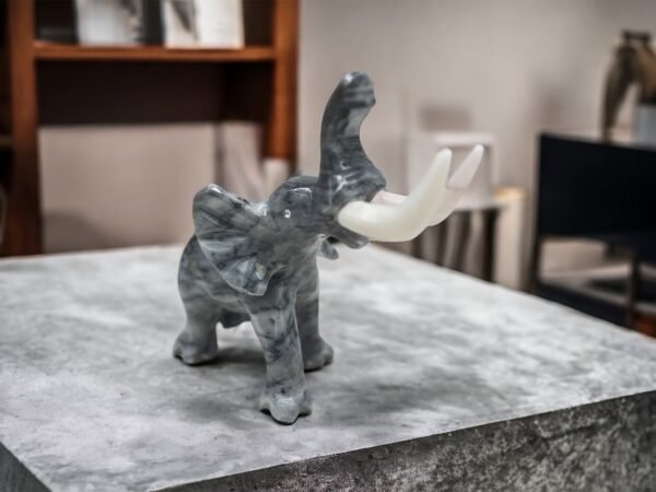 Marble Elephant Sculpture, Animal Carved In Stone Luxury Elephant For Gift For Home Decor