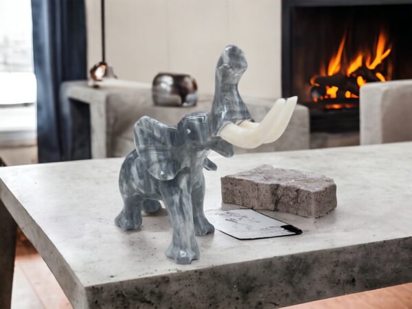 Marble Elephant Sculpture, Animal Carved In Stone Luxury Elephant For Gift For Home Decor