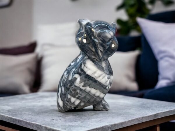 Owl statue, Stone owl, Owl figure, Owl carving, Marble decor, Carved stone animal, Owl table decor