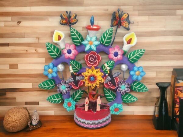 Candle Holder, Tree of life, Candelabra, Arbol de la vida, Mexican Pottery, Mexican Candelabra 9.44” High