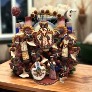 Mexican Folklore Mariachi Candle Holder, Tree of life, Candelabra, Arbol de la vida, Mexican Pottery, Mexican Candelabra 9” High