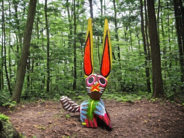 Rabbit Statue Mexican Folk Art Alebrije Sculpture, Wooden Bunny  Decoration Figurine, Made Of Wood Carved By Hand ASK FOR CUSTOMIZE