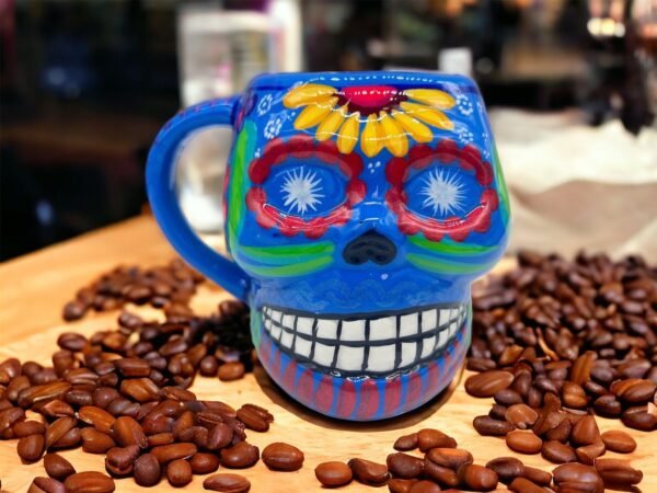 Cappuccino Skull Coffee Cup Made Of Clay Handmade And Handmade Painted Lead Free Guerrero Pottery, Coffee Cup Unique Designs For Expresso