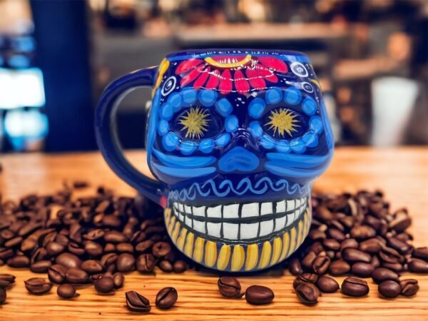Cappuccino Skull Coffee Cup Made Of Clay Handmade And Handmade Painted Lead Free Guerrero Pottery, Coffee Cup Unique Designs For Expresso