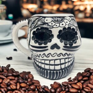 Cappuccino Skull Coffee Cup Made Of Clay Handmade And Handmade Painted Lead Free Guerrero Pottery, Coffee Cup Unique Designs For Expresso