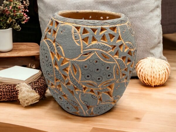 Mexican pottery, Clay plant pot, Pottery luminary, White clay vase, Mexican vase, Mexican clay pot, Oaxaca pottery, White pottery vase