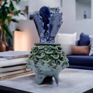 Mexican pottery, Pineapple decor, Mexican decoration, Pineapple sculpture, Glazed clay pineapple, Pottery from Michoacan