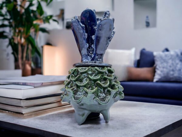 Mexican pottery, Pineapple decor, Mexican decoration, Pineapple sculpture, Glazed clay pineapple, Pottery from Michoacan