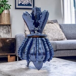 Mexican pottery, Pineapple decor, Mexican decoration, Pineapple sculpture, Glazed clay pineapple, Pottery from Michoacan