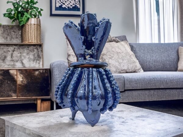 Mexican pottery, Pineapple decor, Mexican decoration, Pineapple sculpture, Glazed clay pineapple, Pottery from Michoacan