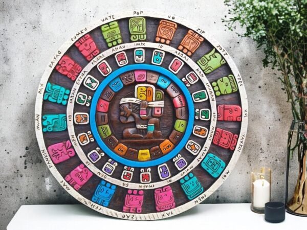 Prehispanic Mayan Art, Mayan calendar, Mexican painting, Wood carving, Handcrafted ASK FOR CUSTOMIZE