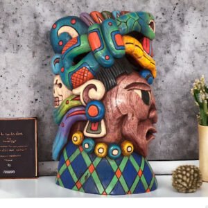 Prehispanic Wooden mask, Mayan culture, Mexican wall art, Hand carved ASK FOR CUSTOMIZE