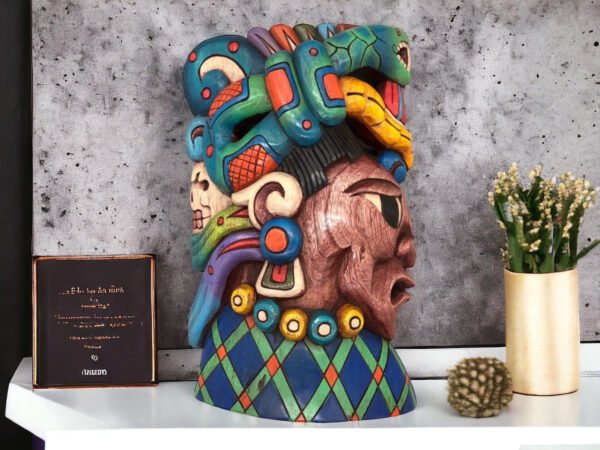 Prehispanic Wooden mask, Mayan culture, Mexican wall art, Hand carved ASK FOR CUSTOMIZE