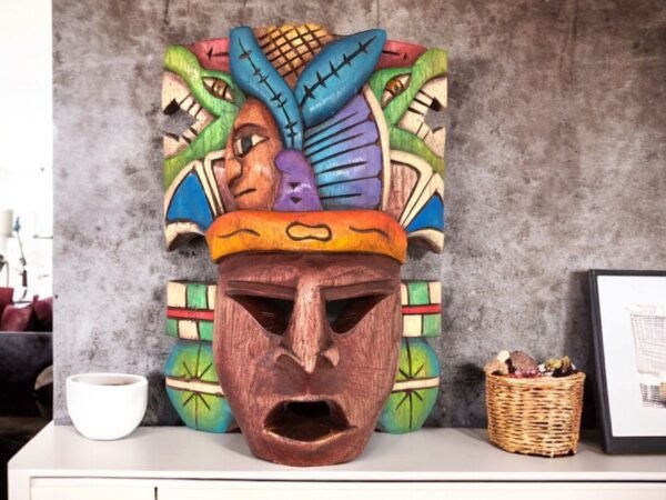Prehispanic Wooden mask, Mayan culture, Mexican wall art, Hand carved ASK FOR CUSTOMIZE