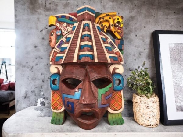 Prehispanic Wooden mask, Mayan culture, Mexican wall art, Hand carved ASK FOR CUSTOMIZE