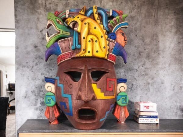Prehispanic Wooden mask, Mayan culture, Mexican wall art, Hand carved ASK FOR CUSTOMIZE