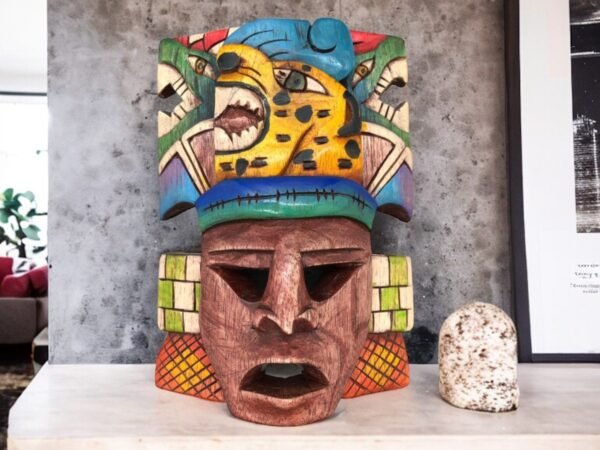 Prehispanic Wooden mask, Mayan culture, Mexican wall art, Hand carved ASK FOR CUSTOMIZE