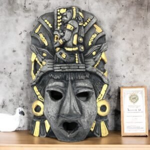 Prehispanic Mask, Ceremonies And Festivals Mayan Culture, Altar And Home Decor. Mexican Wall Art, Plaster Hand Carved