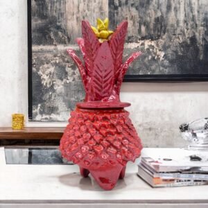 Mexican pottery, Pineapple decor, Mexican decoration, Pineapple sculpture, Glazed clay pineapple, Pottery from Michoacan